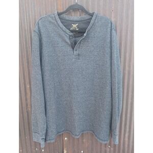 Foundry Supply Henley Shirt Mens 2XLT Tall Waffle Knit Thermal Gray Long Sleeve